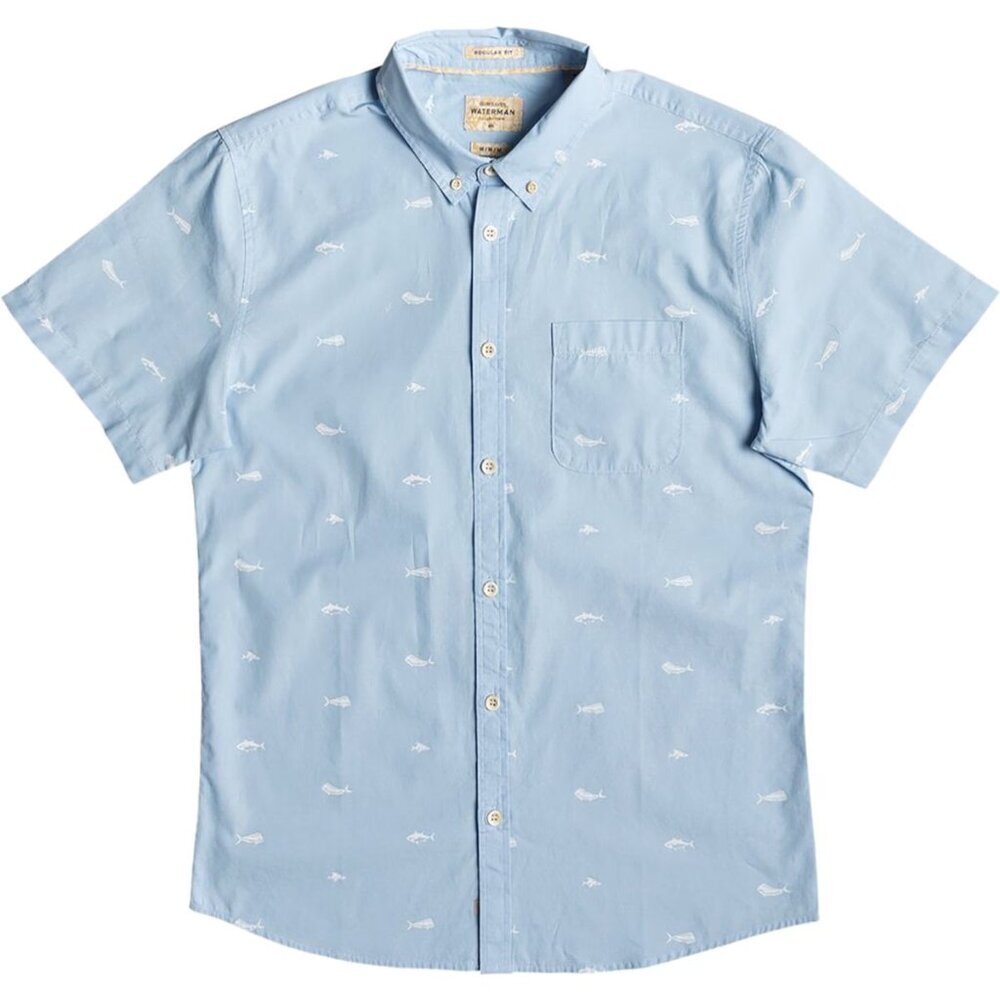 Quiksilver Waterman Spun Reel Short Sleeve Shirt, M